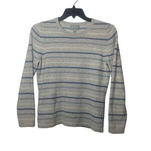 Pure 8/10 Long Sleeve Sparkle Sweater Stripe 98% Cashmere 2 Metal Fibre Gray Blu